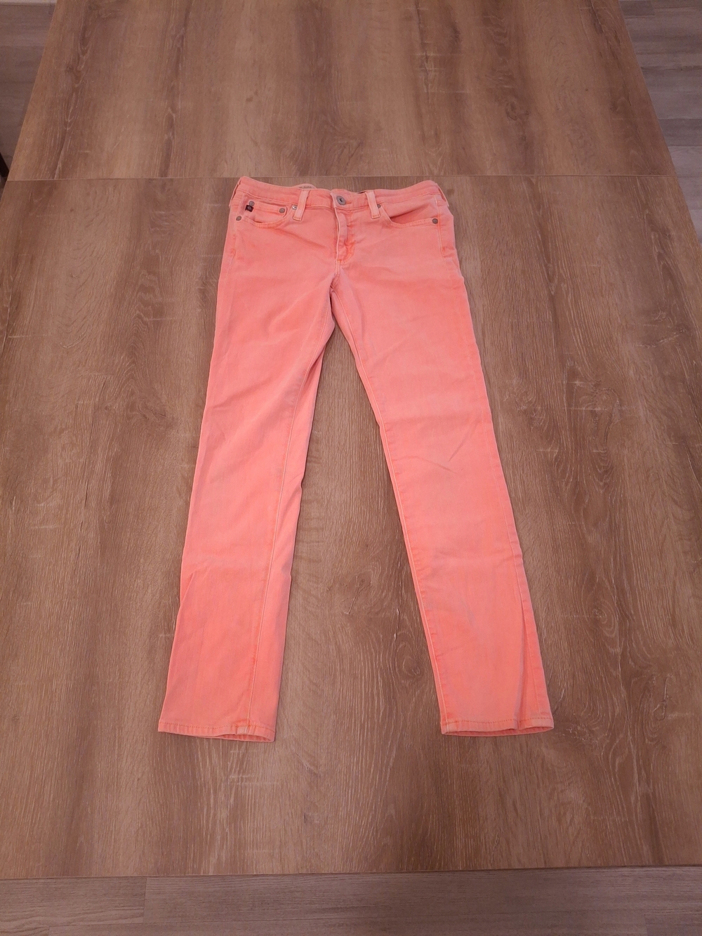 AG The Stevie Ankle Slim Straight Pants Women's 27R Neon Peach *400*